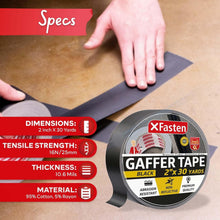 Load image into Gallery viewer, Black Gaffer Tape 2 Inch x 30 Yards - 24-Pack, Residue-Free Heavy-Duty Solution
