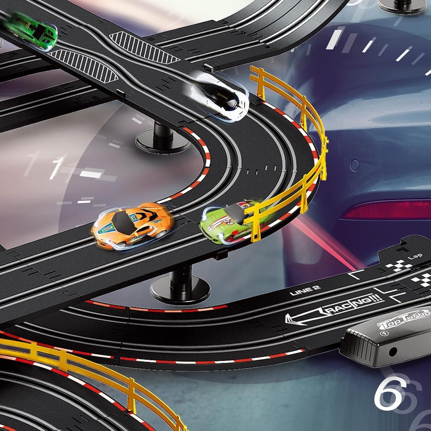 40FT Electric Slot Car Racing Track Set with 4 Cars for Thrilling Racing Fun