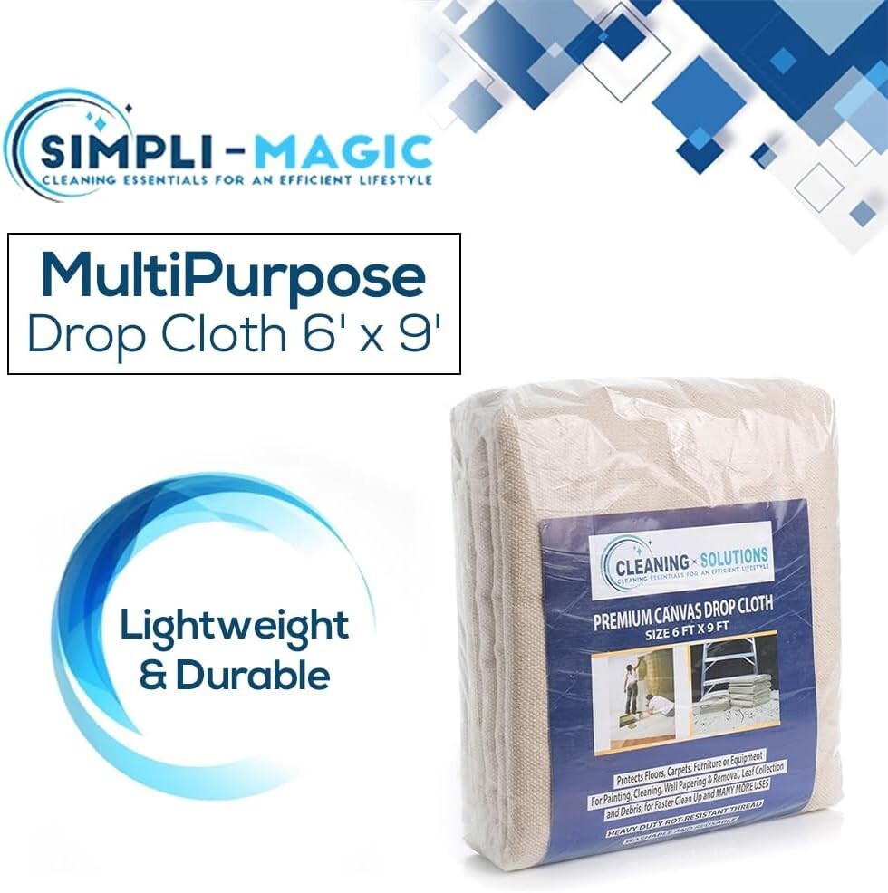 12-Pack 6' x 9' Heavy-Duty Canvas Drop Cloths for Ultimate Surface Protection
