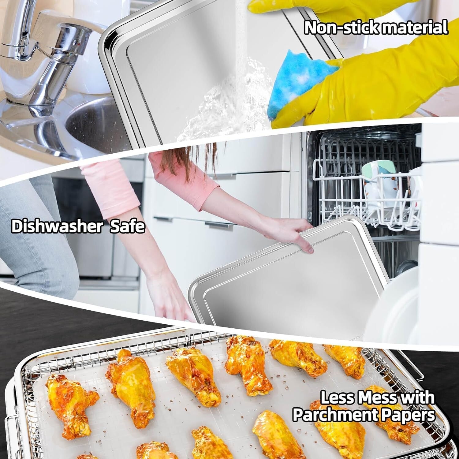 Dual-Sized Air Fryer Basket and Tray Set - Dishwasher Safe & Mess-Free Cooking