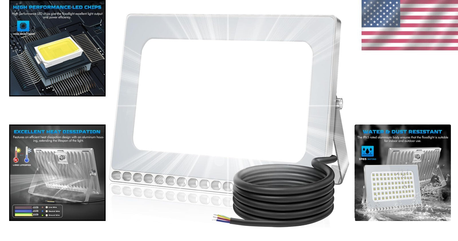 Energy-Saving 500W Slim Design Flood Light - 40000Lumen for Garage & Garden