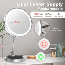 Load image into Gallery viewer, Portable Height Adjustable LED Makeup Mirror - Perfect for Travel &amp; Home Use
