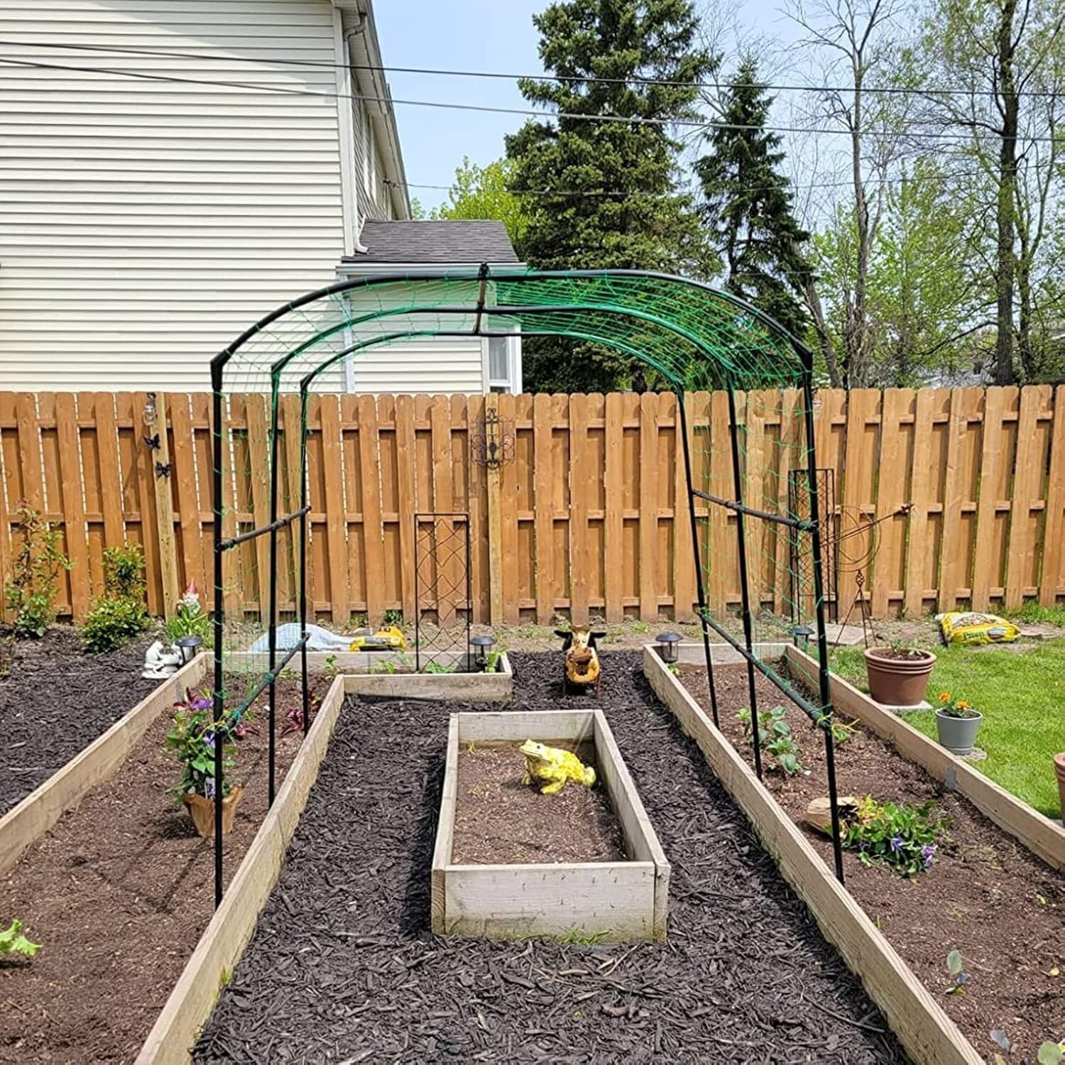 Classic 87-Inch Tall Metal Garden Arch Trellis for Climbing Plants Support