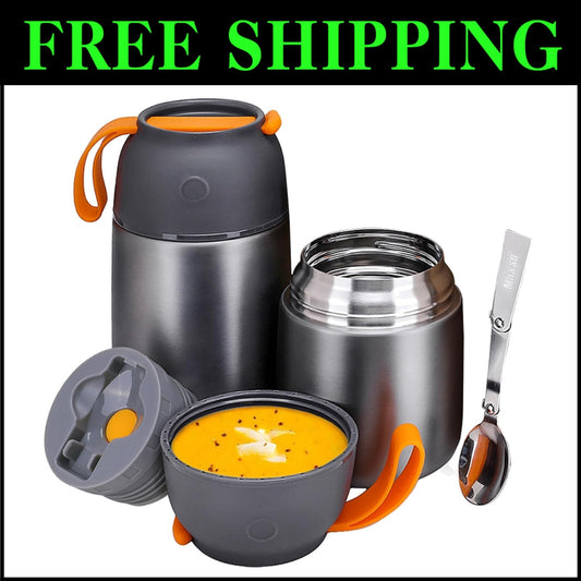 Durable Stainless Steel Insulated Lunch Containers, 2-Pack with Spoon & Fork