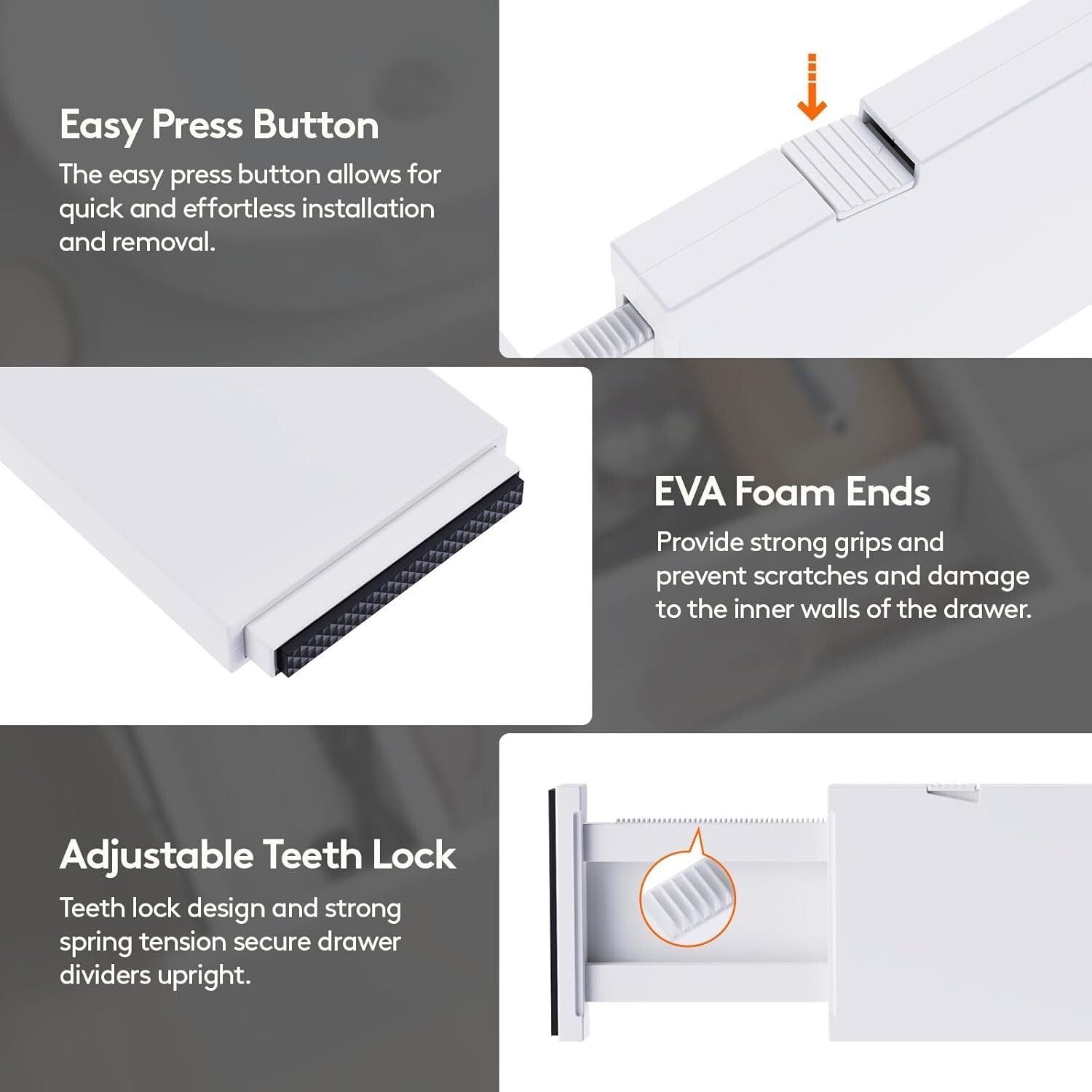 Expandable 10 Pack Drawer Dividers 4" High for Versatile Organizing Solutions