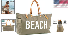 Load image into Gallery viewer, Waterproof Beach Bag with Vegan Leather Handles - Ideal Travel Tote for Women