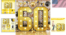Load image into Gallery viewer, Illuminated 4FT Glitter Gold Number 60 Foam Board Kit - Retro Party Decor