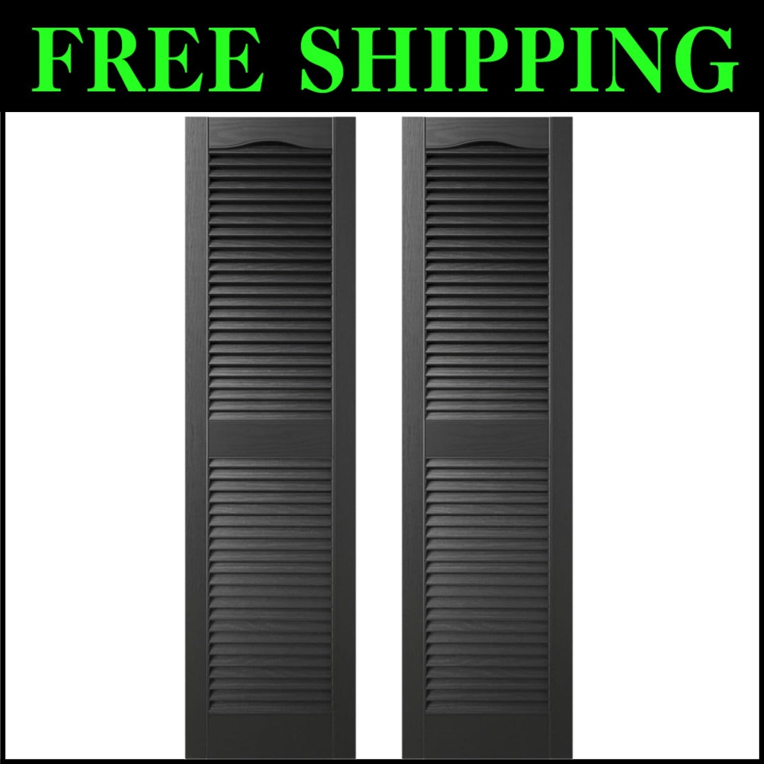 Classic Style 48 in. H Vinyl Shutters with Easy Install Spikes – Black Color