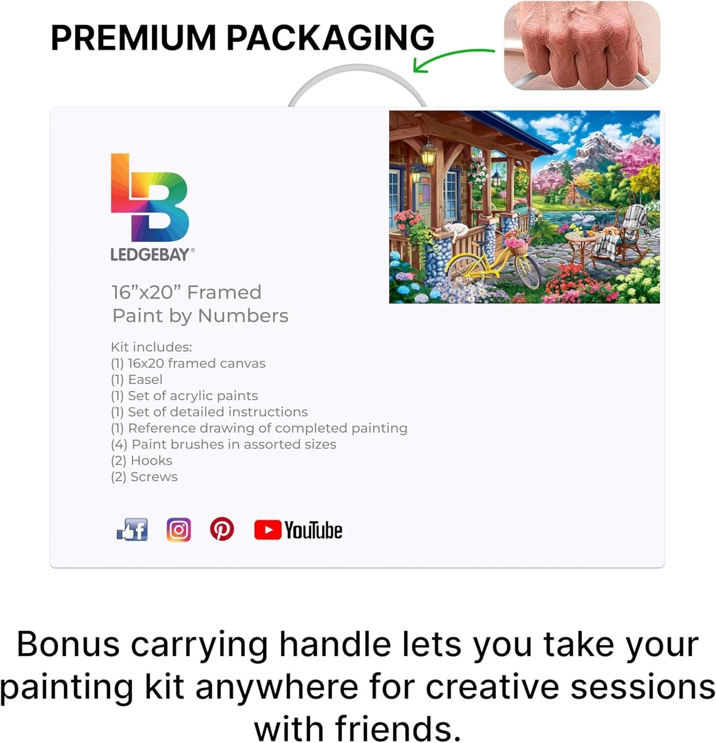 Adult Paint By Numbers Kit with Framed Canvas - Fresh Acrylic Paint & Easel