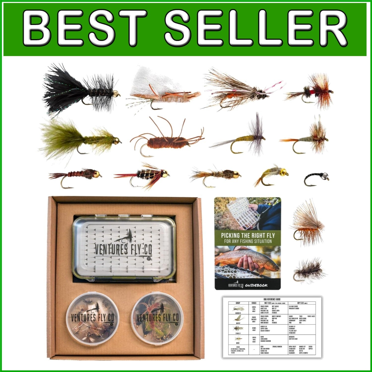 Versatile 40-Piece Fly Fishing Flies Set - Includes Dry, Wet, Nymphs & Streamers