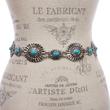 Load image into Gallery viewer, Western Turquoise Stone Concho Chain Belt - Adjustable Metal Fashion Accessory
