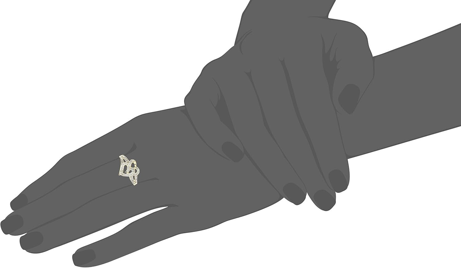 Romantic 10K Gold Two Hearts Diamond Ring for Women - 1/10 cttw Brilliance