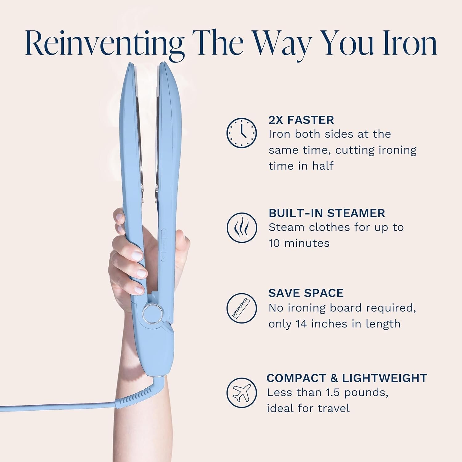 Easy-to-Use Handheld Steam Iron with 3-in-1 Functionality - No Board Needed