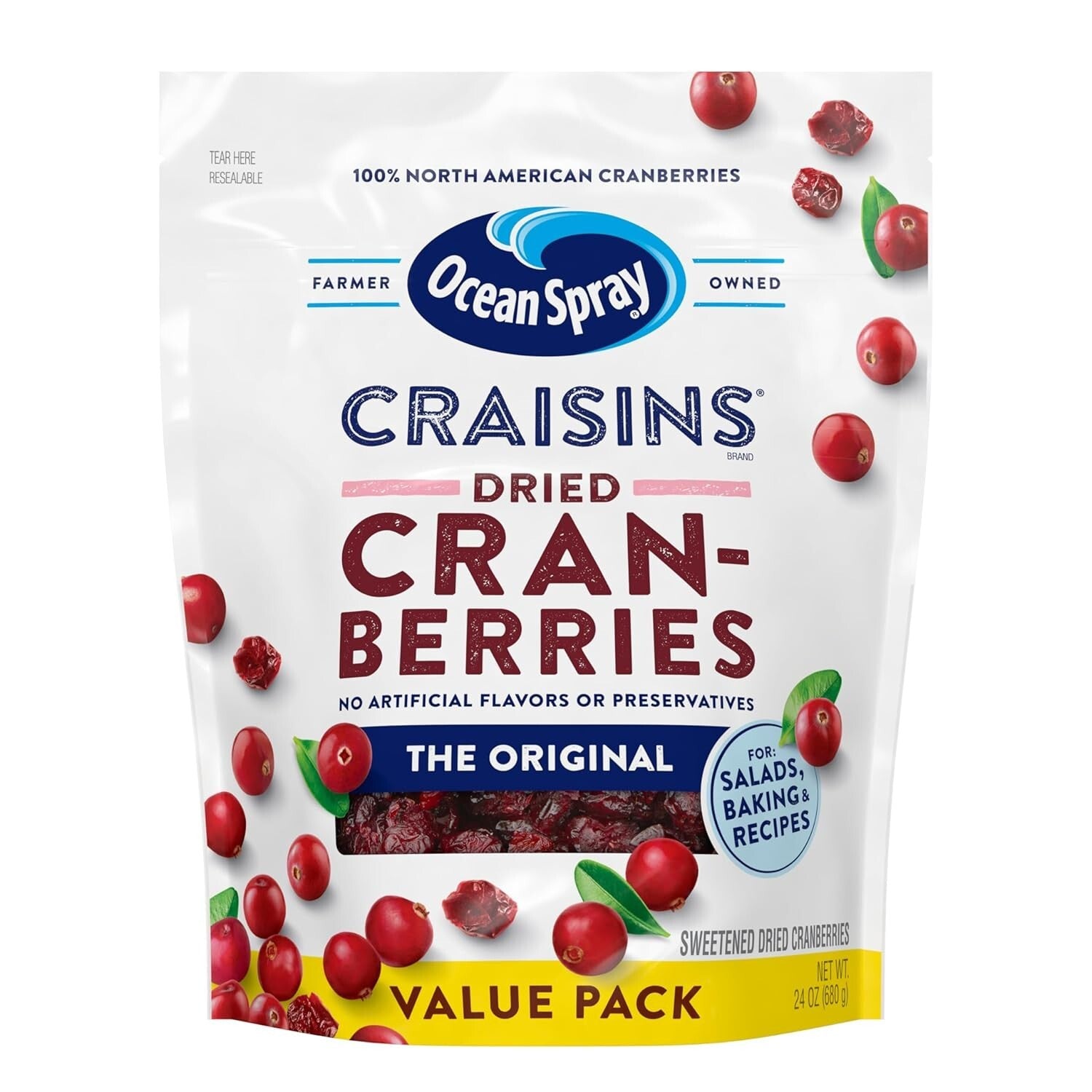 8 Pack of Original Dried Craisins, 24oz - Nutritious & Delicious Fruit Snack