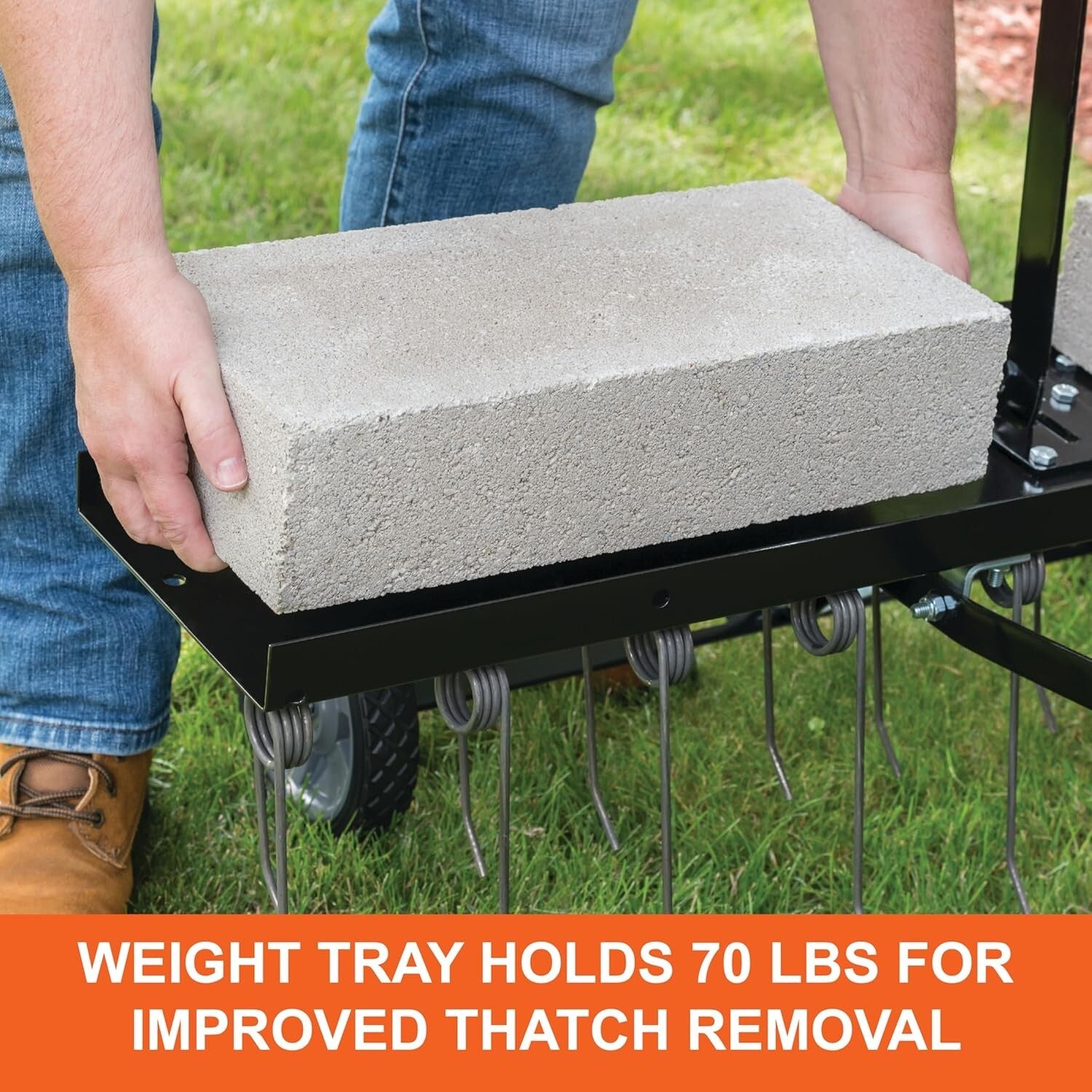 48-Inch Tow Behind Lawn Dethatcher with 24 Heavy-Duty Steel Tines - USA Made