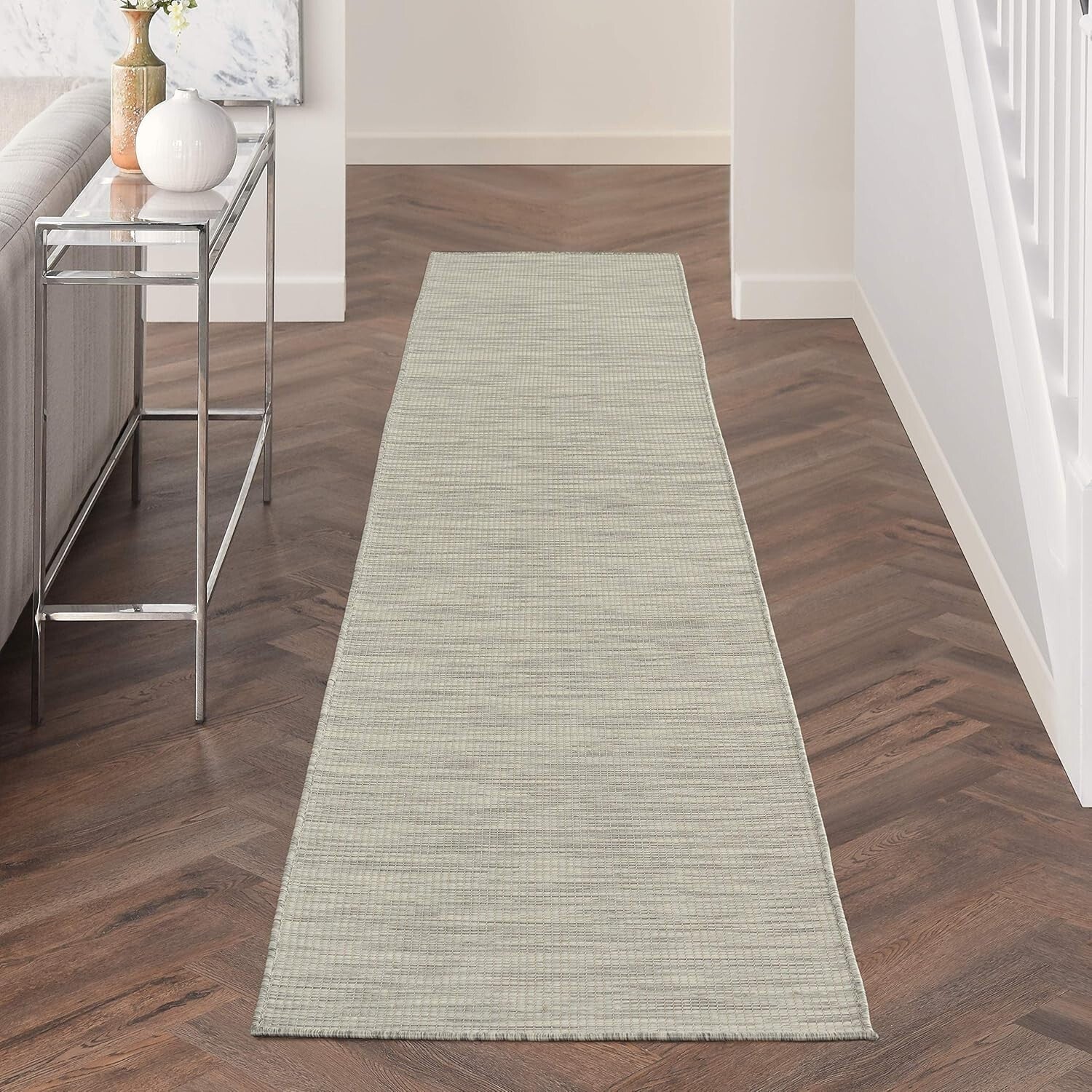 Versatile Light Grey 2'2" x 10' Area Rug - Ideal for Indoor and Outdoor Spaces