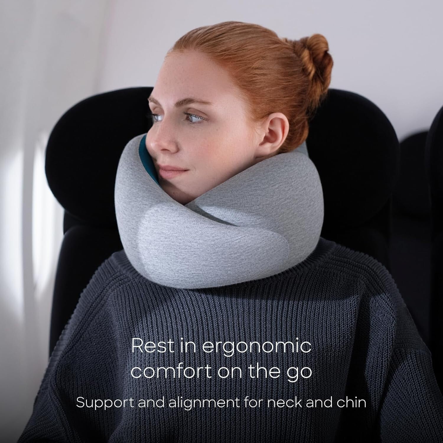 Asymmetrical Neck Pillow for Travel - Washable Modal Cover & Travel Bag Included