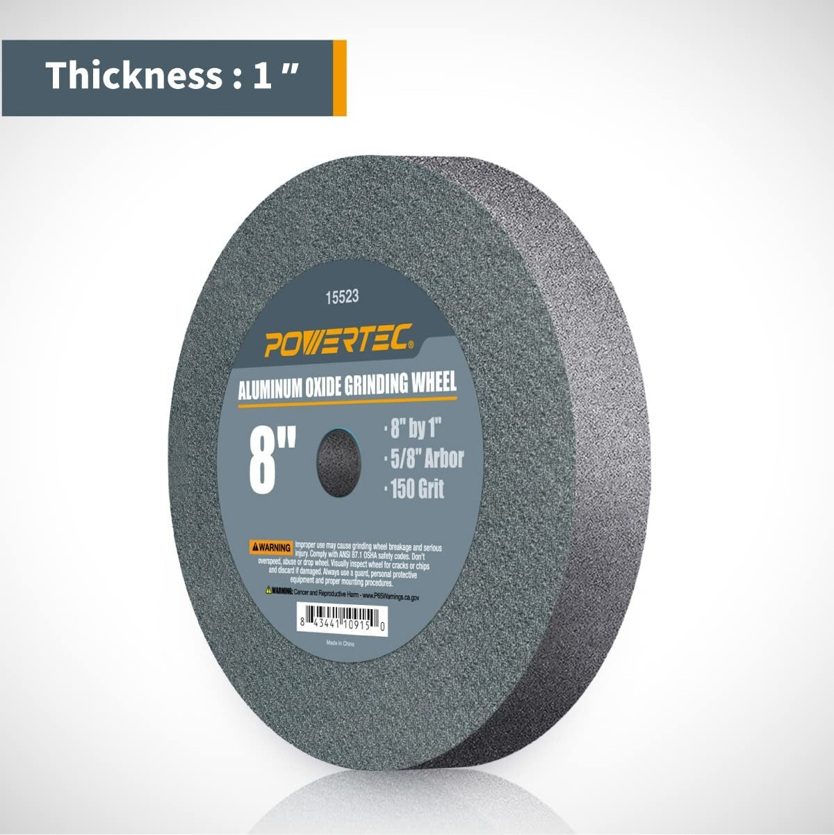 8" Fine Grit Aluminum Oxide Grinding Wheel - Ideal for Bench & Pedestal Grinders