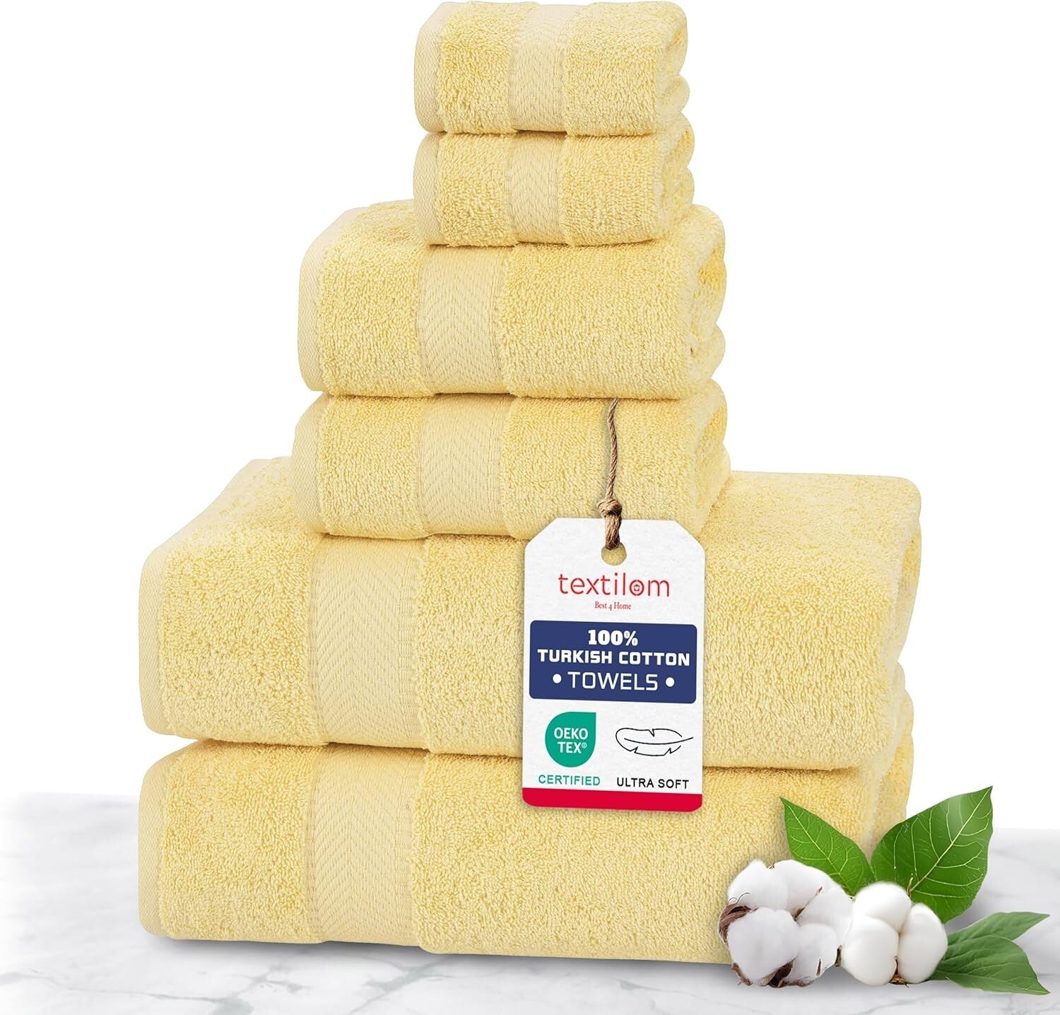 Ultra-Soft 100% Turkish Bath Towel Set - 6 Pcs Includes Hand & Washcloths