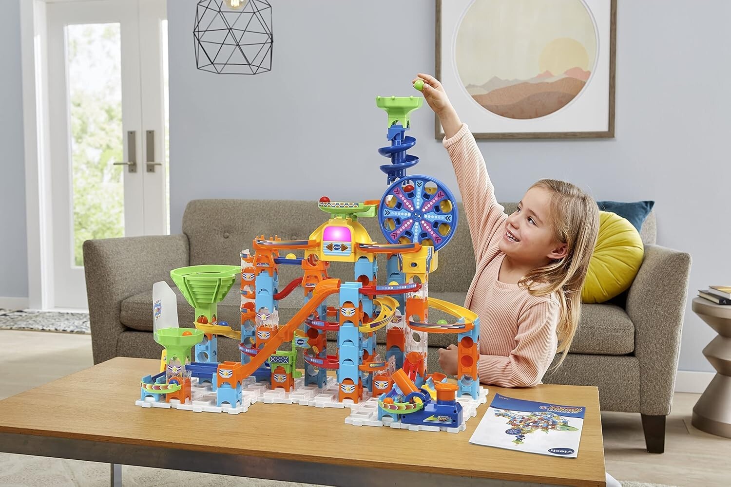 Engaging Marble Rush 145-Piece Set - Spinning Ferris Wheel & Light Show Fun