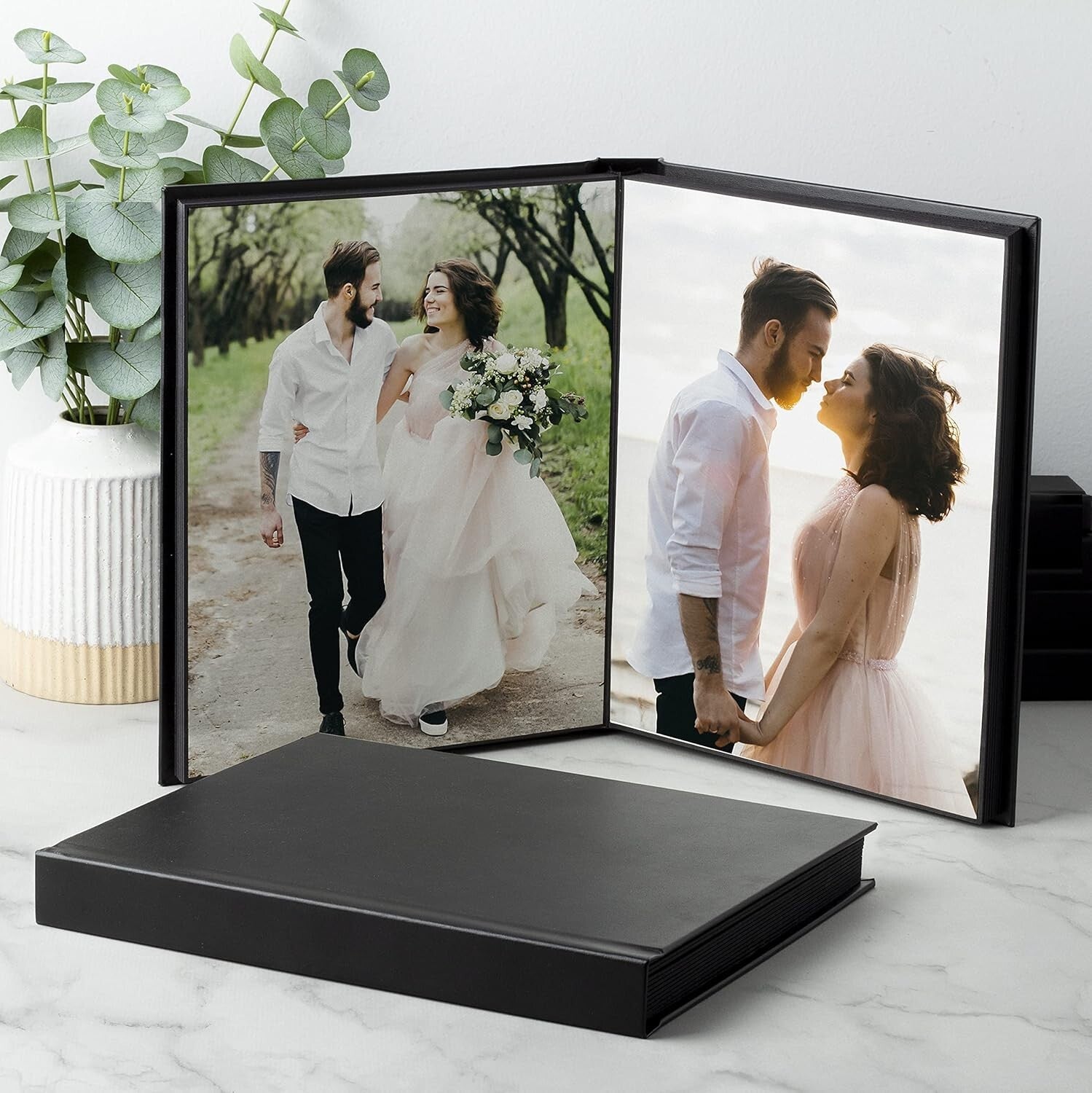 Luxury 10" x 12" Faux Leather Photo Album with Peel-and-Stick Pages for Weddings