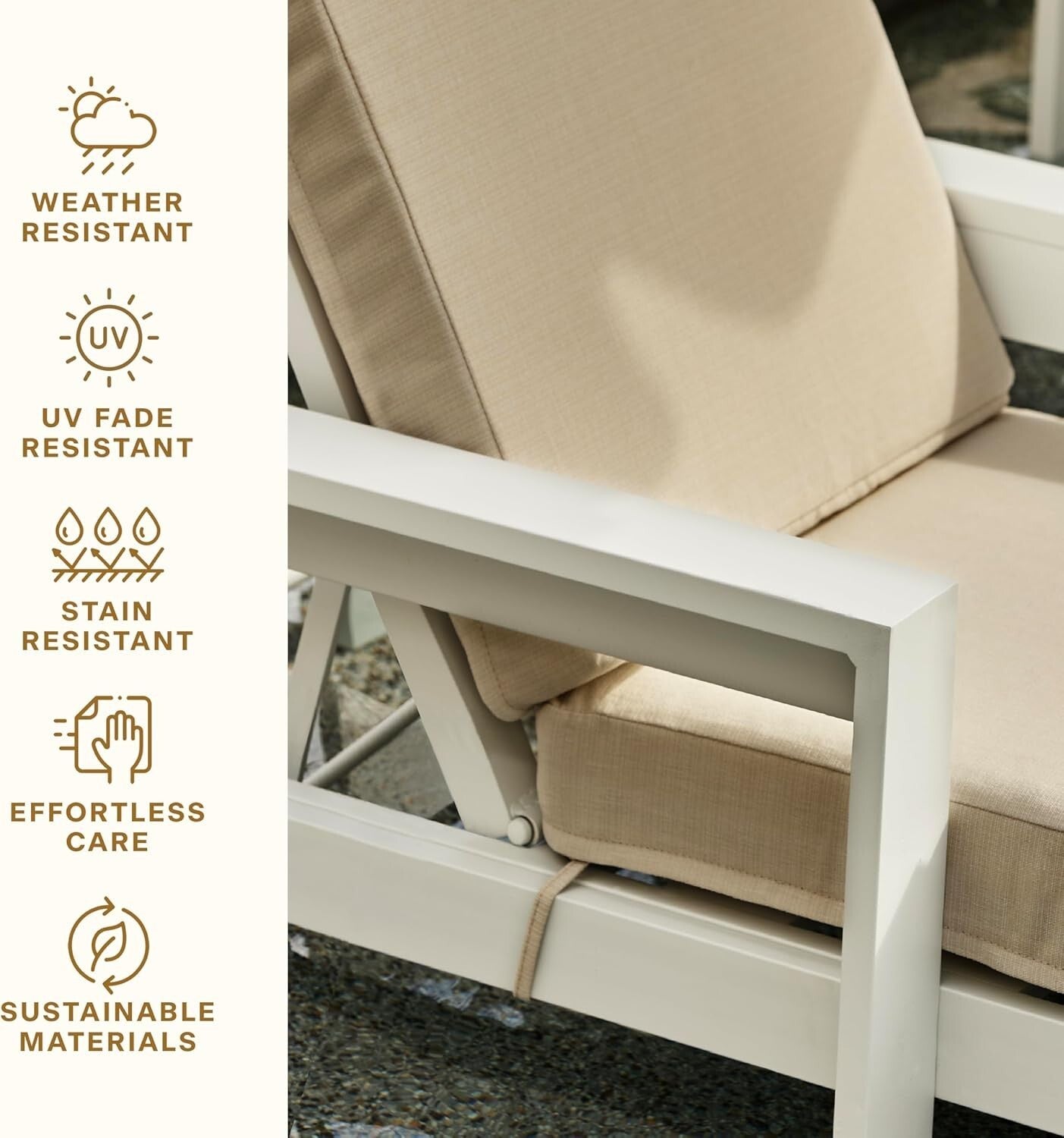 Durable Reversible Chaise Cushion for Outdoor Patios, Stripe Blue & Beige, 70"L