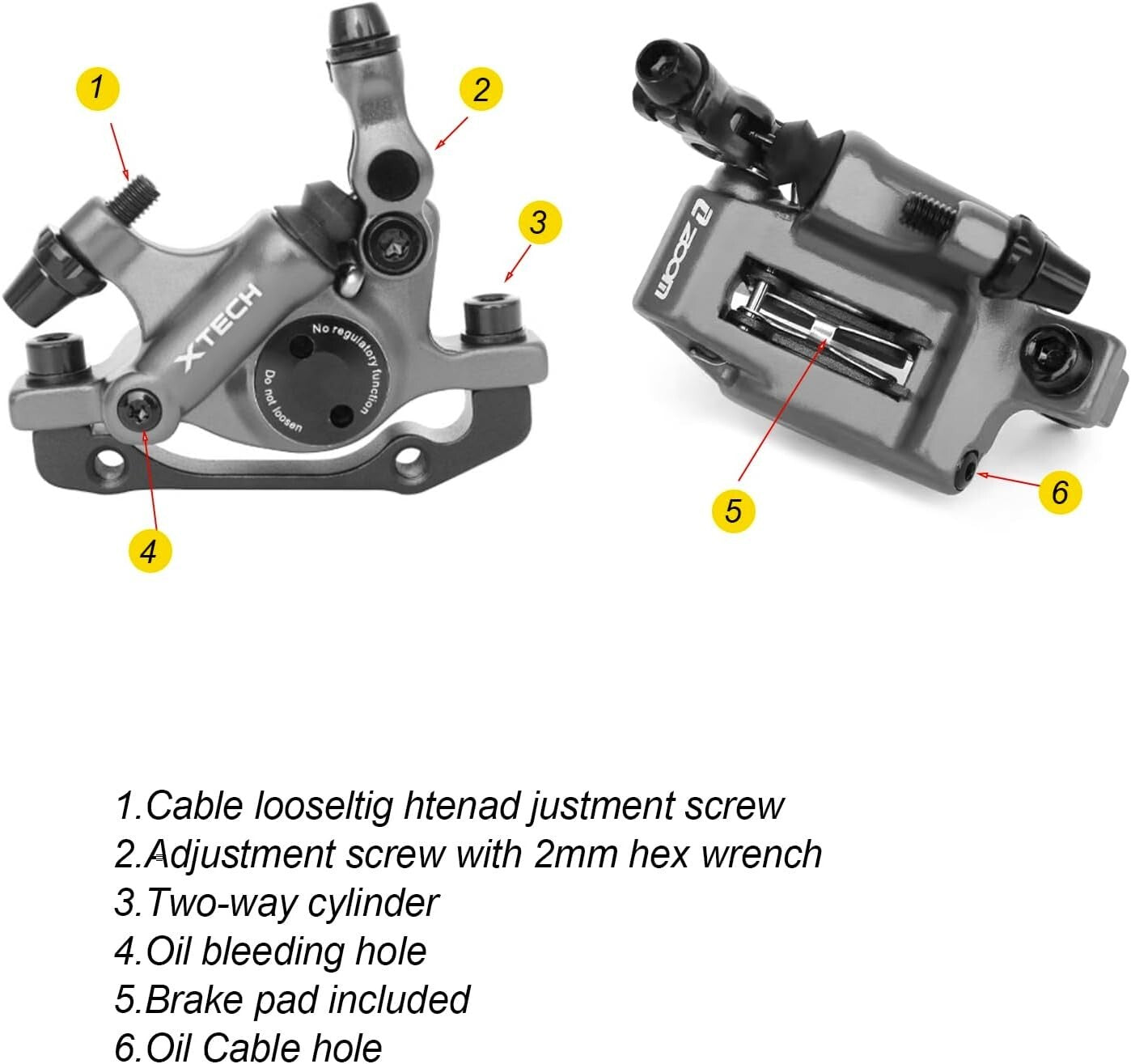 XTECH HB-100 Cable Pull Hydraulic Brakes - Lightweight Mountain Bike Calipers