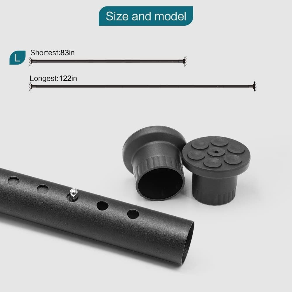 Adjustable Tension Curtain Rod - Perfect for Windows & Room Dividers, 83-122"