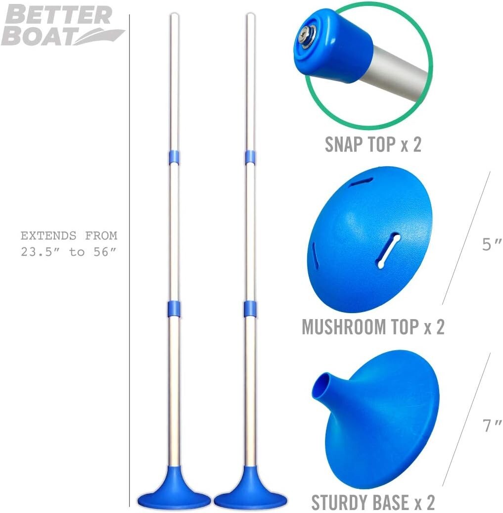 2-Pack Adjustable Boat Cover Poles with Snap Cap – Lightweight Aluminium Design