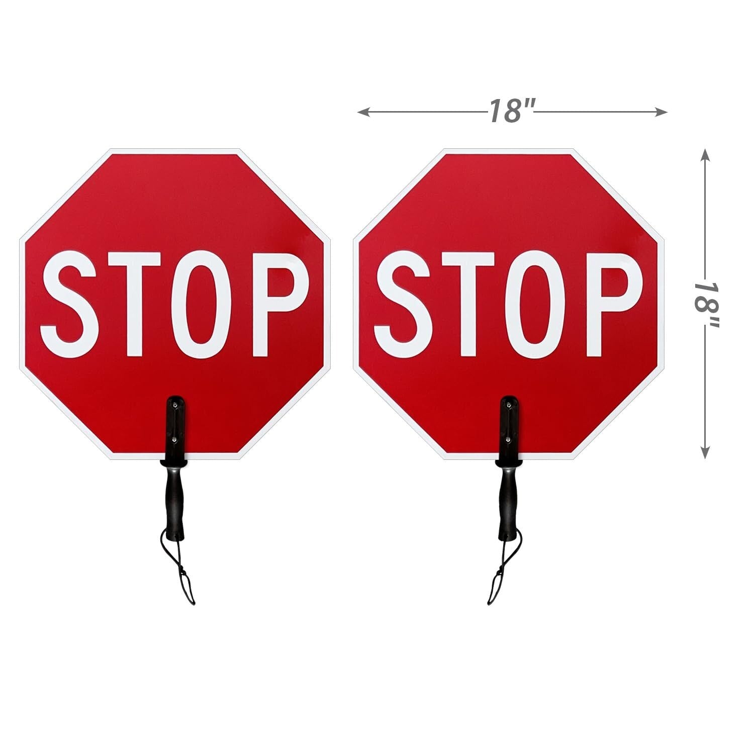 Reflective Handheld STOP Paddle Sign 18x18 for Traffic Control - Durable & Safe