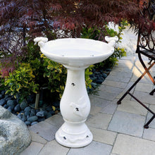 Load image into Gallery viewer, 25" Antique Ceramic Birdbath with Bird Figurines - Rustic Outdoor Décor