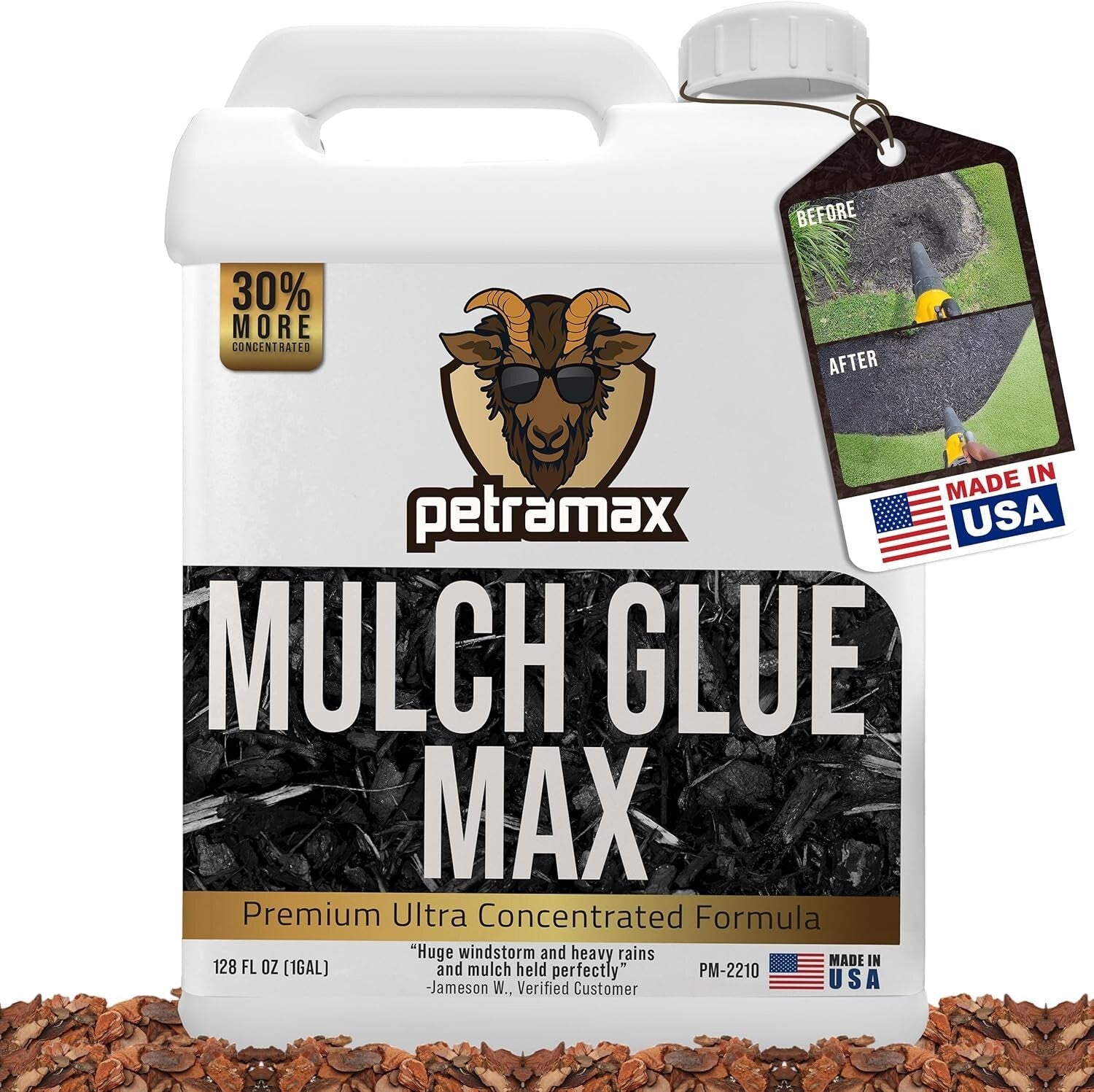 Max Concentrate Mulch Adhesive for Rock & Gravel - Dries Clear 1 Gallon