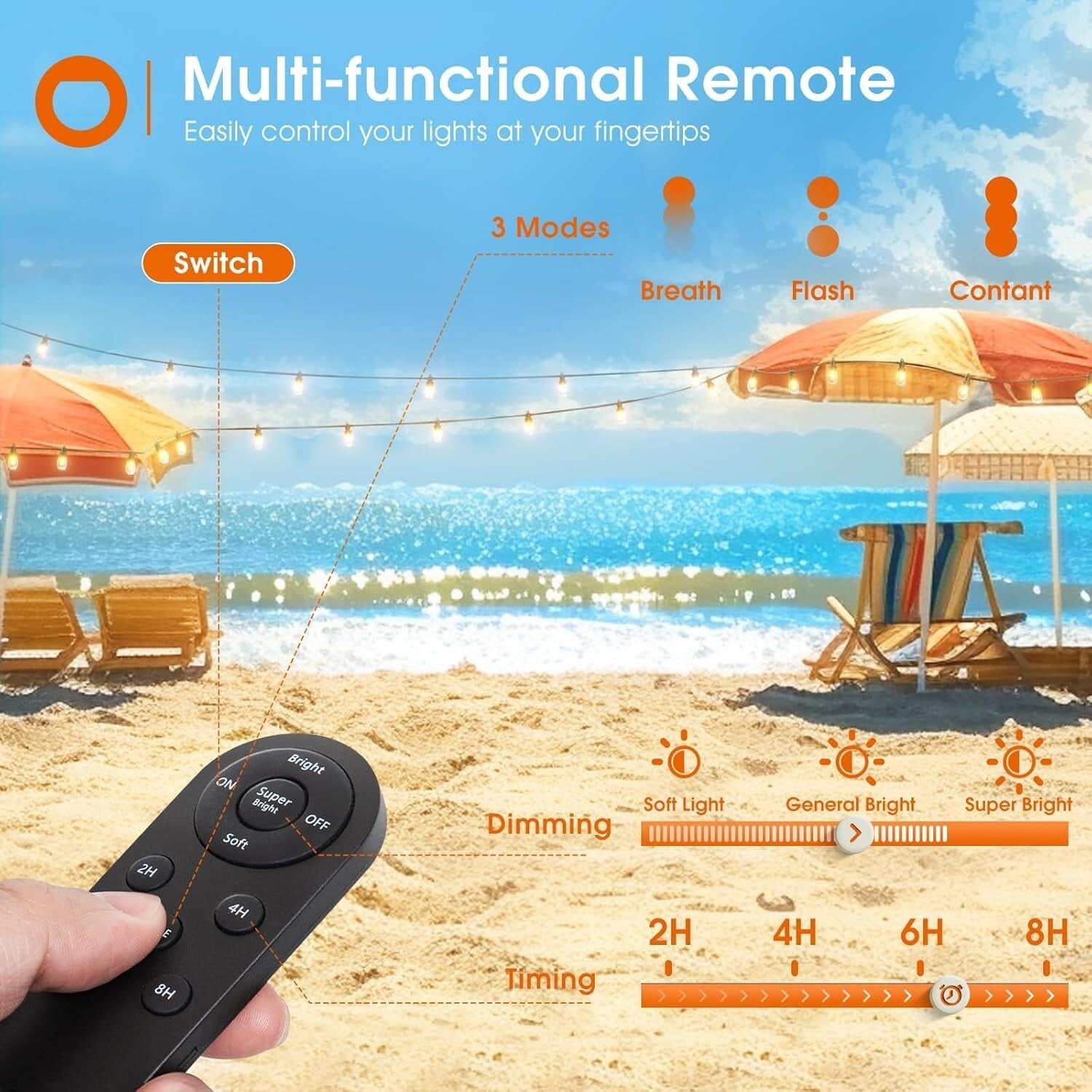 Elegant Remote-Controlled Solar String Lights - Waterproof & Energy Efficient