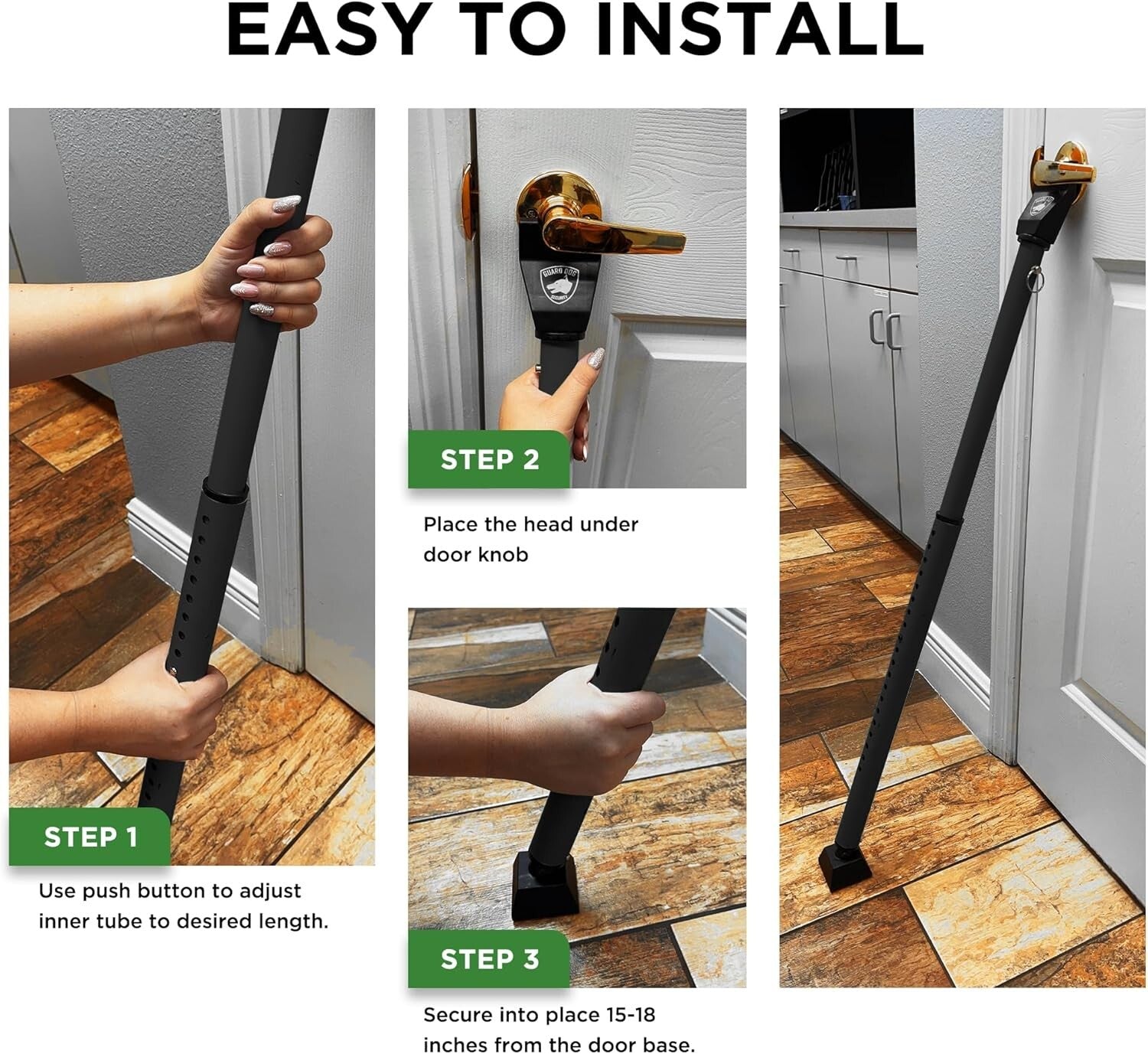 2-in-1 Adjustable Door Jammer & Security Bar - 40 Positions, 300 lbs Capacity