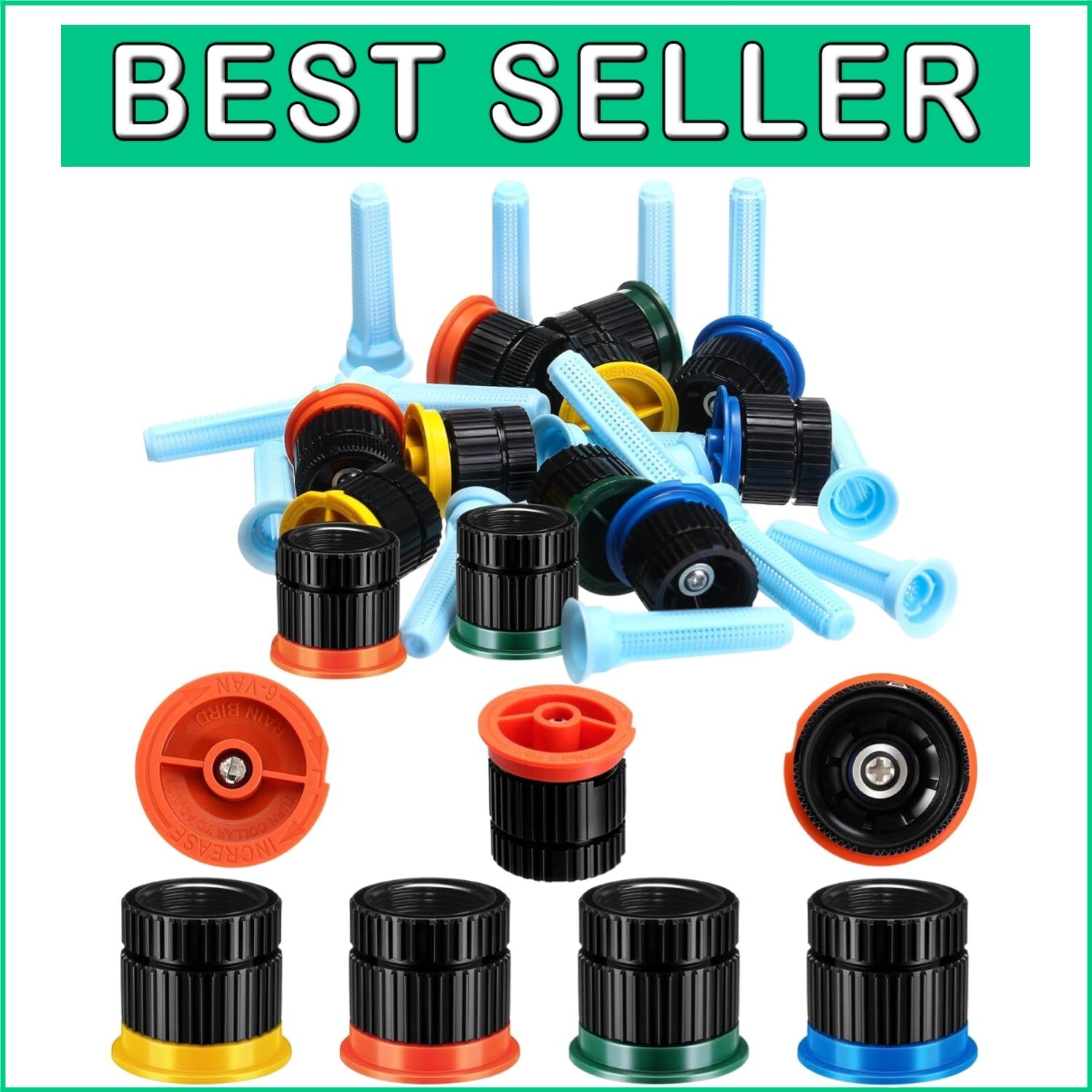 Efficient 16 Pcs Garden Sprinkler Heads - Save Water with Variable Arc Nozzles