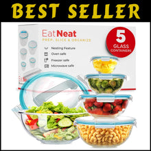 Load image into Gallery viewer, Versatile 5-Piece Glass Bowls with Locking Lids for Meal Prep &amp; Storage