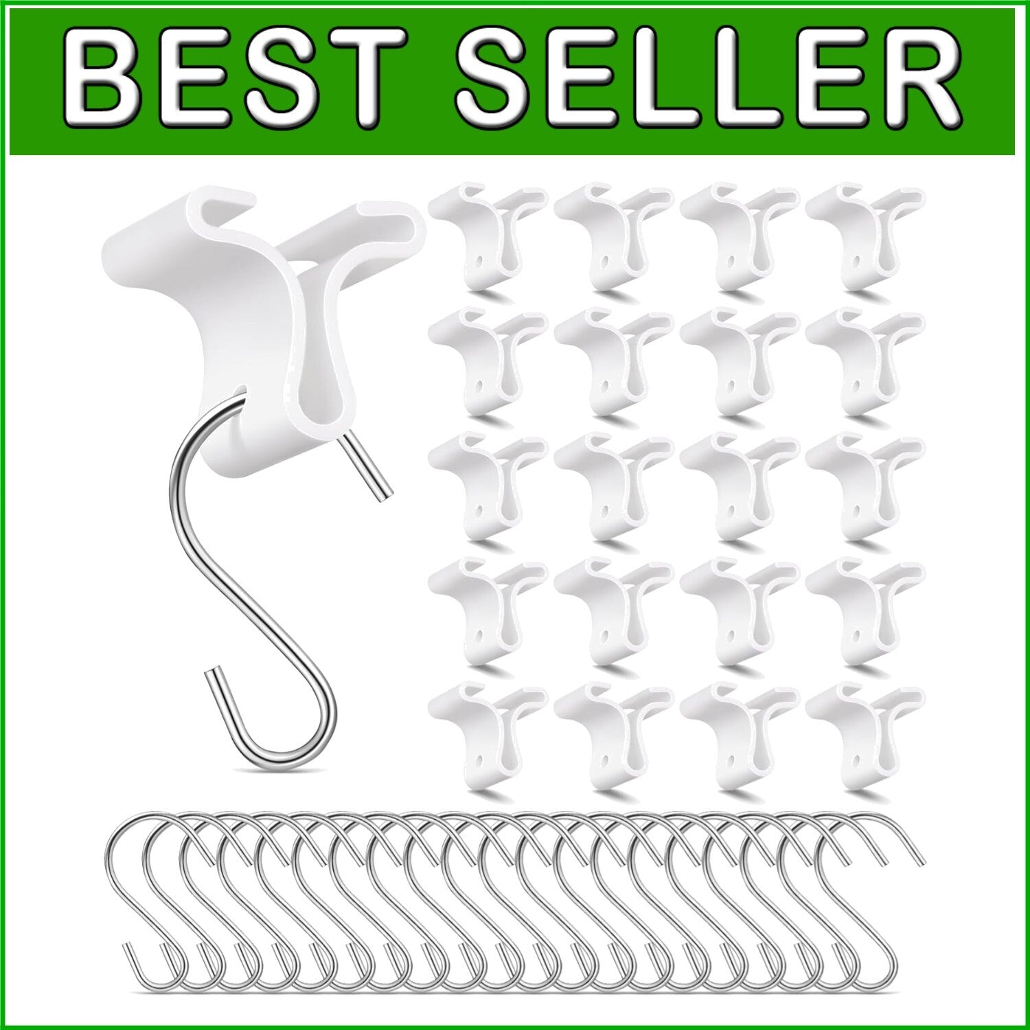 70 Pack Ceiling Hooks & Clips for Classrooms - Durable White Decor Solution