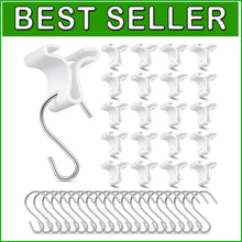 Load image into Gallery viewer, 70 Pack Ceiling Hooks &amp; Clips for Classrooms - Durable White Decor Solution