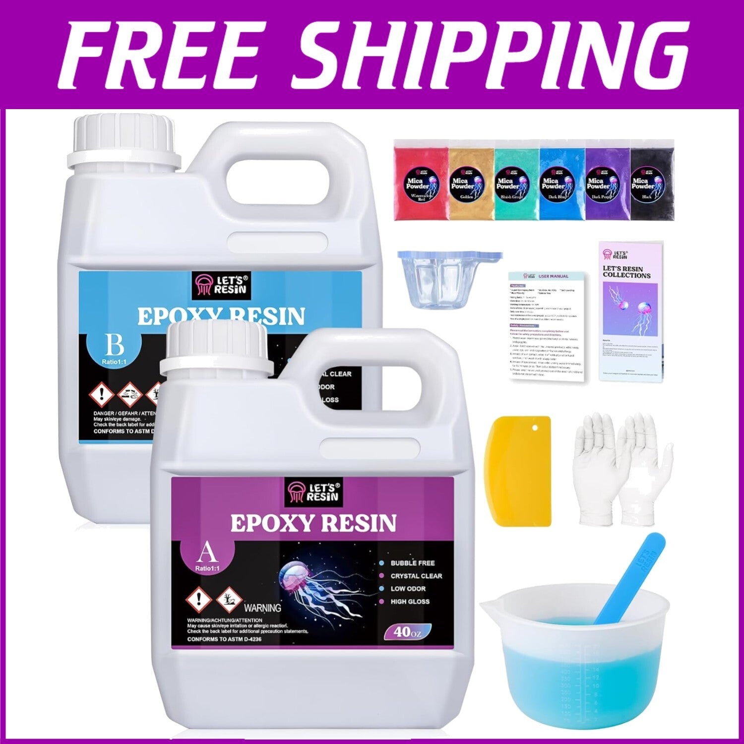 80oz Bubble-Free Crystal Clear Epoxy Resin Kit for Crafting & Jewelry Making