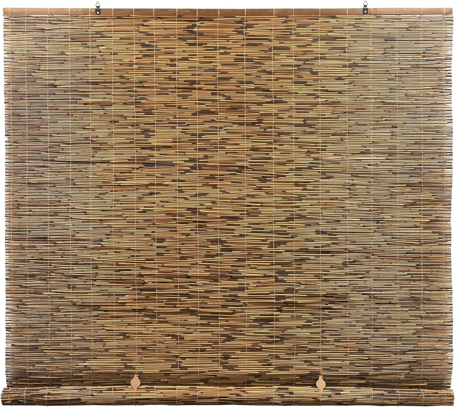 60" W x 72" L Cordless Bamboo Shades - Stylish Semi-Sheer Coverage for Patios