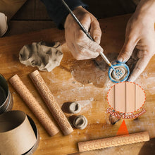 Load image into Gallery viewer, Versatile 10-Piece Brown Pottery Tools Kit with Wooden Handles &amp; Clear Patterns