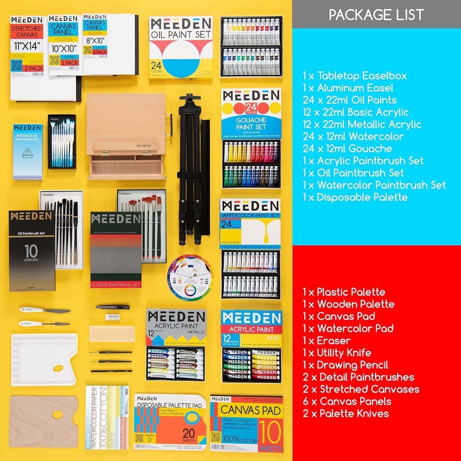 151-Piece Deluxe Painting Set with Easels for All Artists - Acrylic & Oil Colors