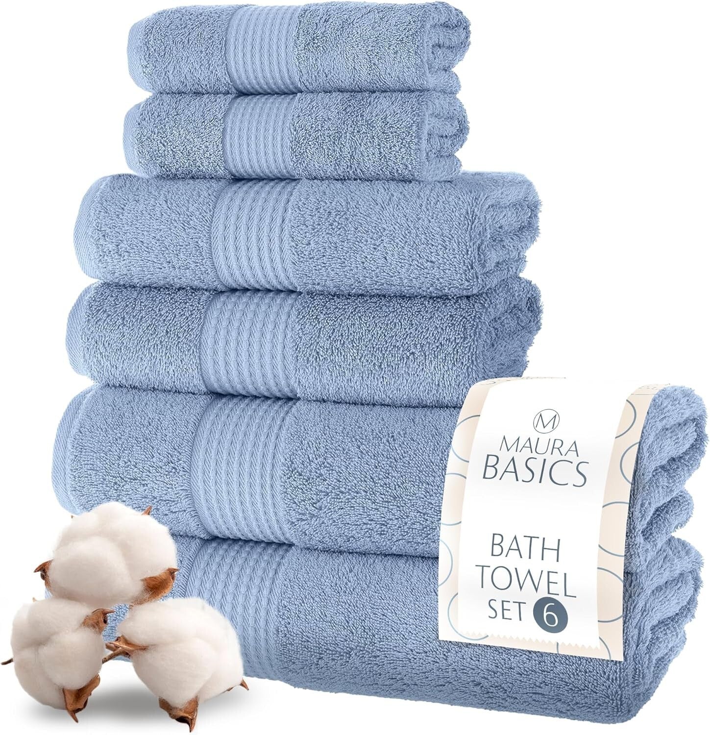 Plush and Absorbent Bath Towel Set - 2 Bath Towels, 2 Hand Towels, 2 Washcloths
