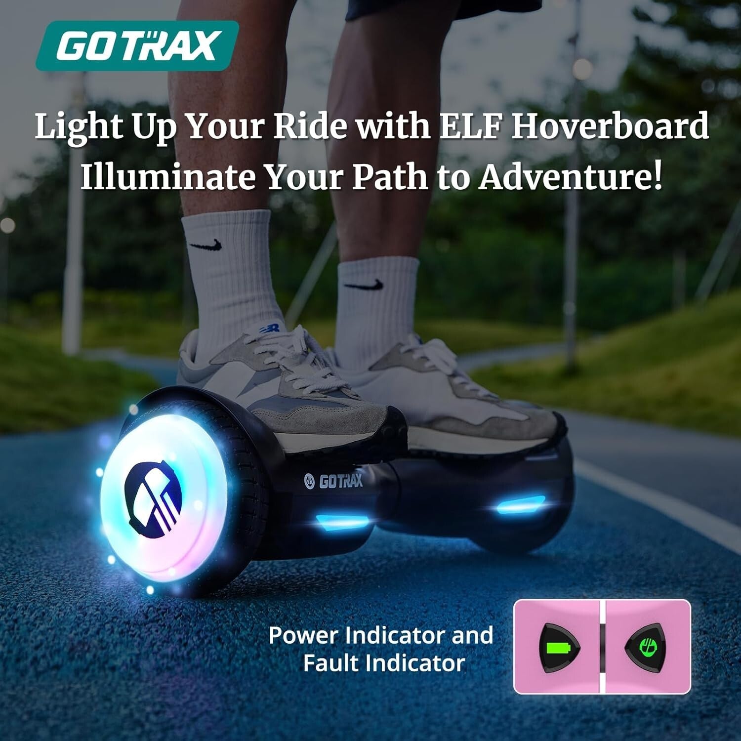 Electric Hoverboard with LED Light Wheels – Up to 6.2mph for Kids Aged 44-176lbs