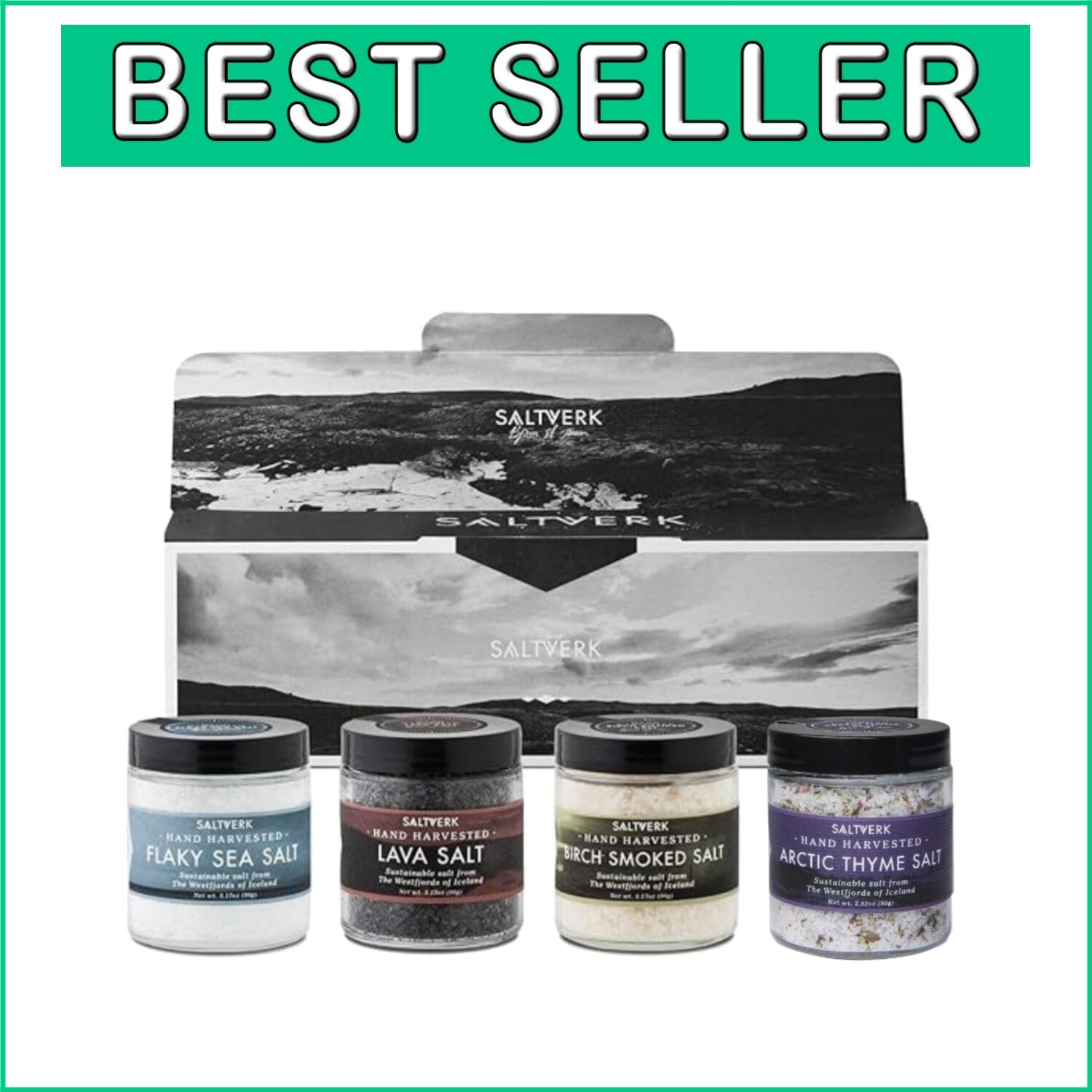 Elevate Your Meals - Premium Sea Salt Gift Set of 4 Unique Icelandic Flavors