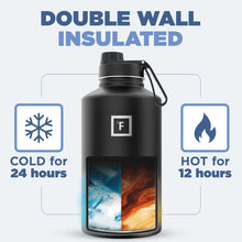 Load image into Gallery viewer, Premium 64 oz Stainless Steel Hydration Bottle with Leak-Proof Lids – Dark Night