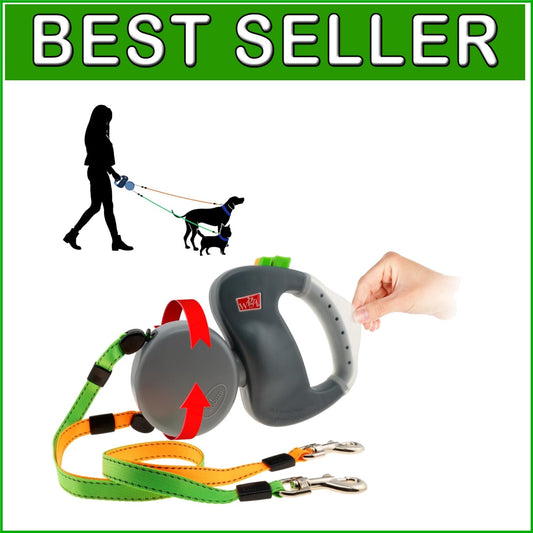 Comfortable No-Tangle Retractable Dog Leash for Two Dogs - Secure & Reflective