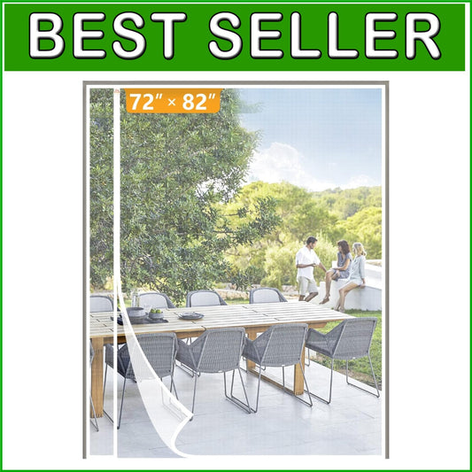 Elegant White Magnetic Screen Door with Hook&Loop - Easy Install, Fits 72" x 82"