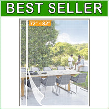 Load image into Gallery viewer, Elegant White Magnetic Screen Door with Hook&amp;Loop - Easy Install, Fits 72" x 82"
