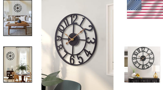 Battery Operated 24" Vintage Wall Clock - Ideal for Indoor & Outdoor Spaces